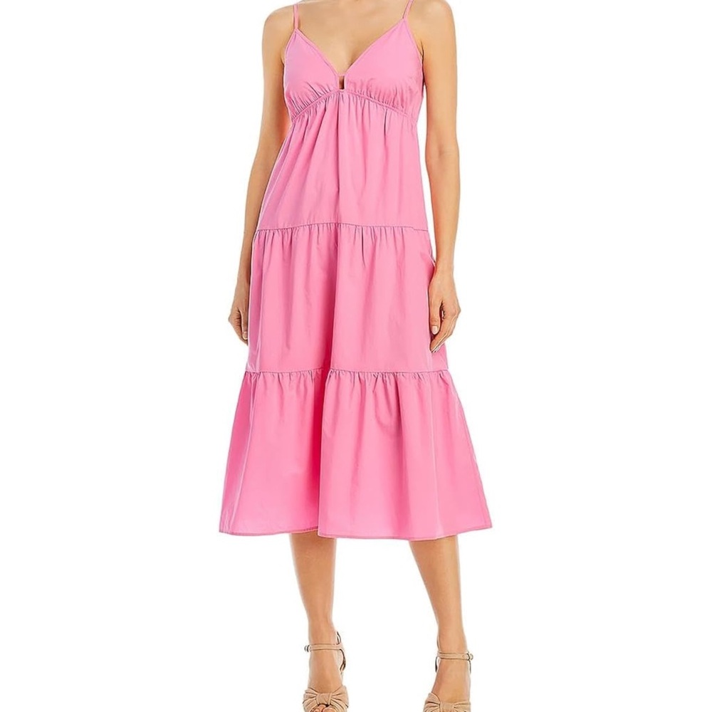 Rails Pink Tiered A Line Keyhole Midi Dress